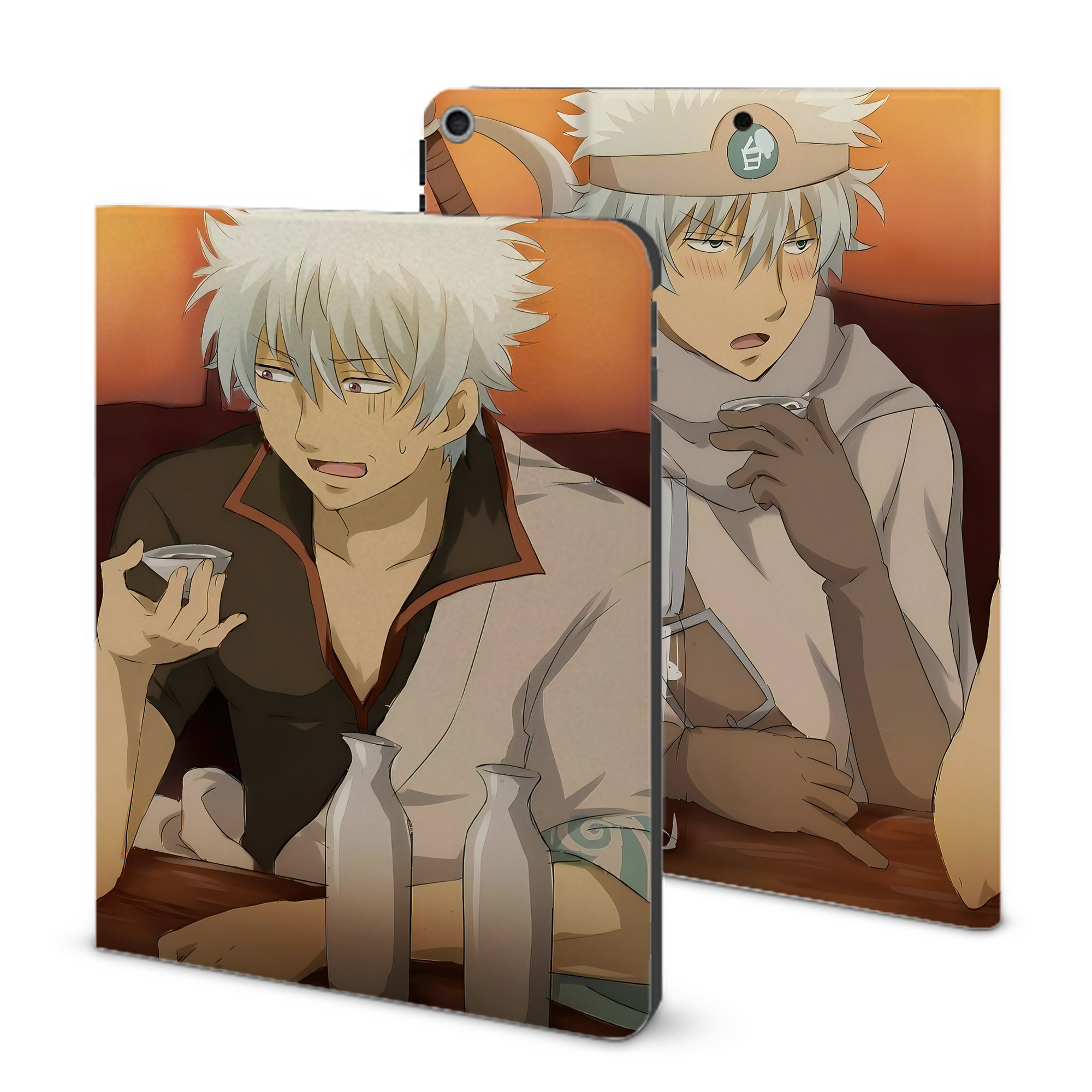 ぎんたま 坂田銀時（さかたぎんとき） 神楽 志村新八（しむら しんぱち） GINTAMA Sakata Gintoki Kagura Shimura Shinpachi IPad ケース ブック型 PUレザー TPU 耐衝撃 軽量 薄型 ペン収納なし 全面保護 IPad 各モデル対応